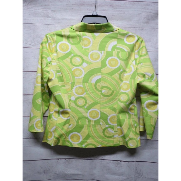 Briggs New York Size 12 Bright Fun Yellow Green Circle Print Jacket Blazer - Picture 4 of 6